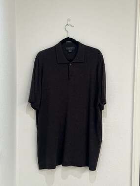 Toscano Men's Made in Italy Black Short Sleeve Knit Polo Shirt